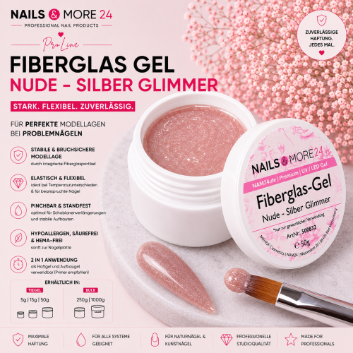 NAM24 - Fiberglas Gel Nude Silber Glimmer | (5-50g)